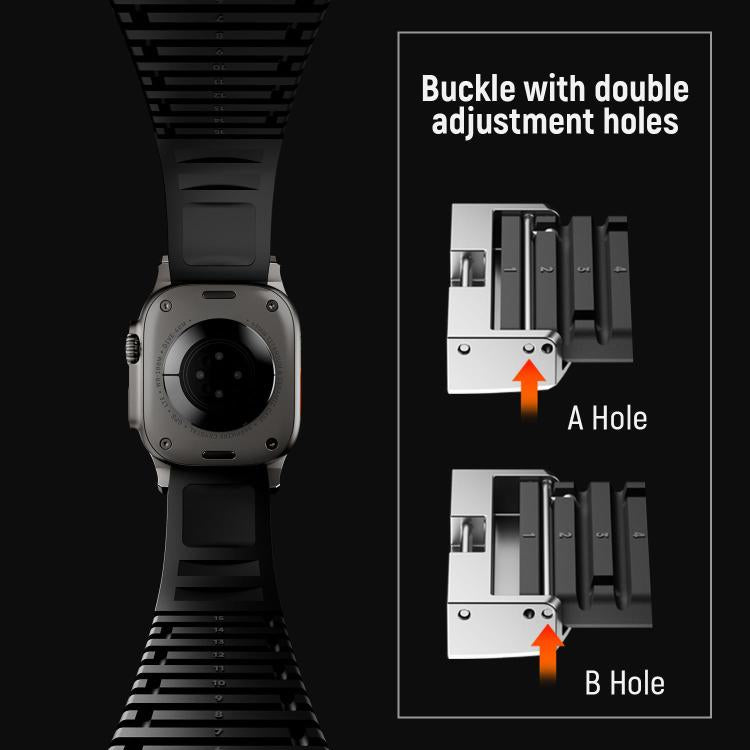 For Apple Watch 46mm / 49mm / 45mm / 44mm Knurled Texture Folding Buckle Silicone Watch Band(Titanium Curry) - free shipping - PMC TechLife - Order now!