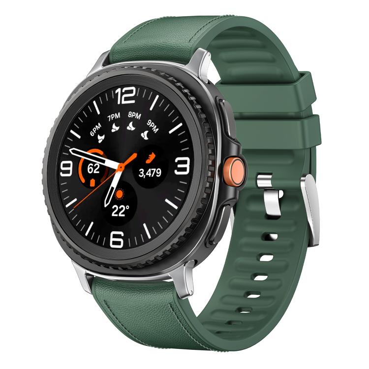 For Samsung Galaxy Watch8 / Watch8 Classic Metal Head Leather Skin Silicone Watch Band(Green)