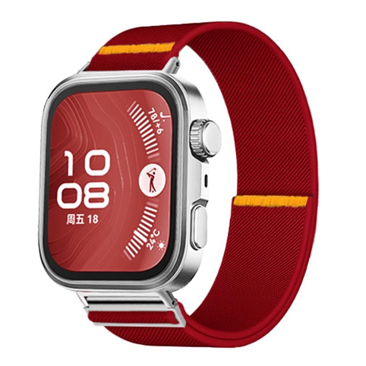 For Huawei Watch Fit3 / Fit4 / Fit4 Pro Adjustable Single Loop Elastic Nylon Watch Band(Red)