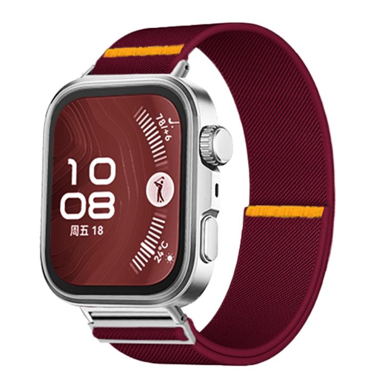 For Huawei Watch Fit3 / Fit4 / Fit4 Pro Adjustable Single Loop Elastic Nylon Watch Band(Wine Red)
