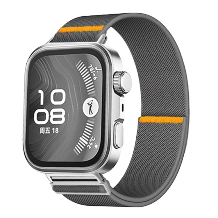 For Huawei Watch Fit3 / Fit4 / Fit4 Pro Adjustable Single Loop Elastic Nylon Watch Band(Gray)