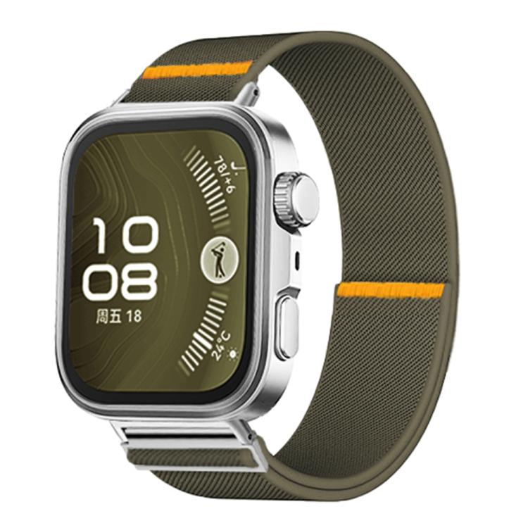 For Huawei Watch Fit3 / Fit4 / Fit4 Pro Adjustable Single Loop Elastic Nylon Watch Band(Army Green)