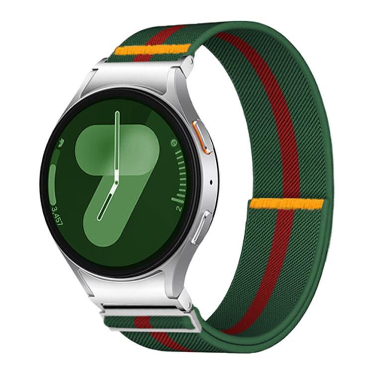 For Samsung Galaxy Watch FE / 7 / 6 / 5 / 4 Adjustable Single Loop Elastic Nylon Watch Band(Green Red)