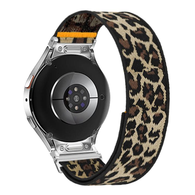 For Samsung Galaxy Watch FE / 7 / 6 / 5 / 4 Adjustable Single Loop Elastic Nylon Watch Band(Leopard Print)