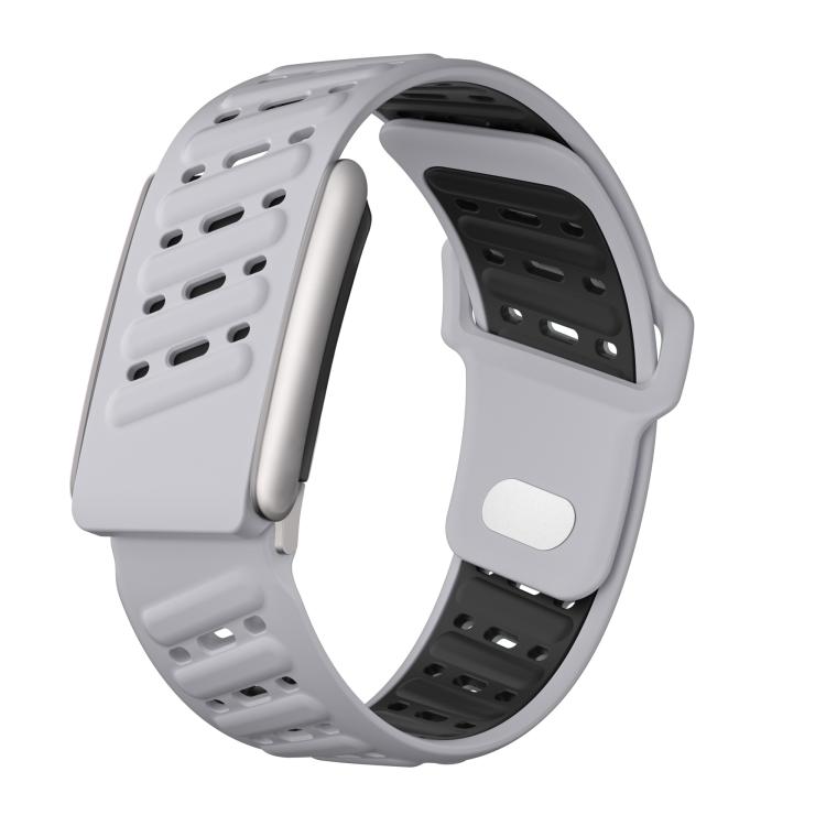 Reverse Buckle Sports Breathable Silicone Watch Band For WHOOP 5.0 Regular(Light Gray Black)