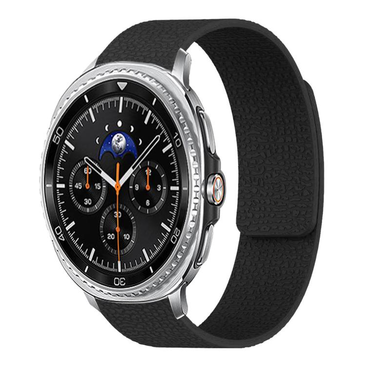 For Samsung Galaxy Watch8 / 8 Classic Lychee Texture Soft Magnetic Silicone Watch Band(Black)