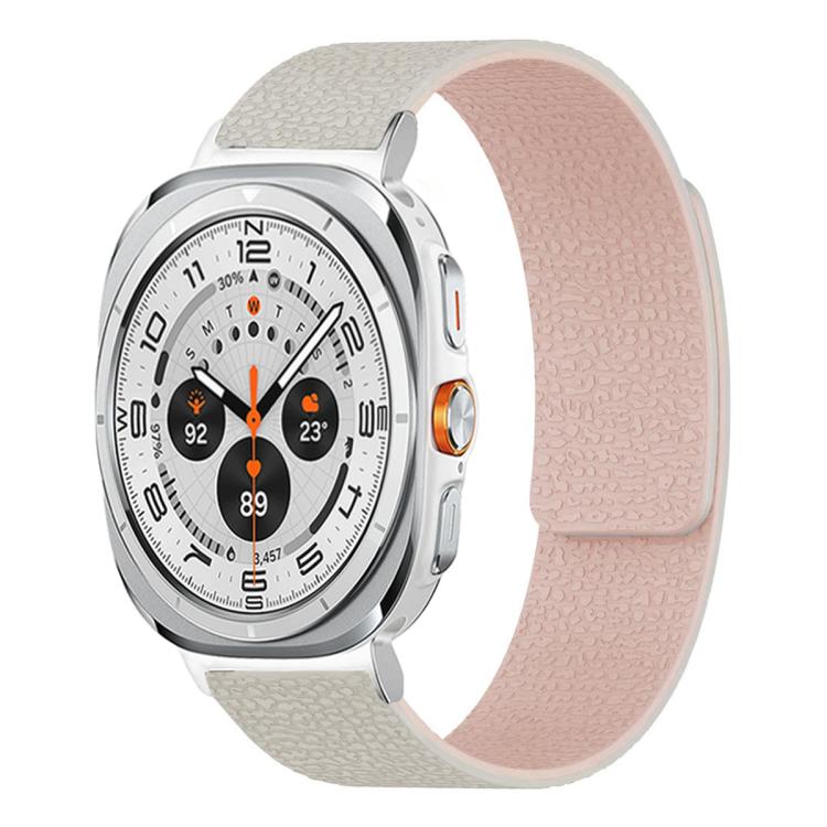 For Samsung Galaxy Watch Ultra 47mm / Ultra 2025 Lychee Texture Soft Magnetic Silicone Watch Band(Starlight Pink)