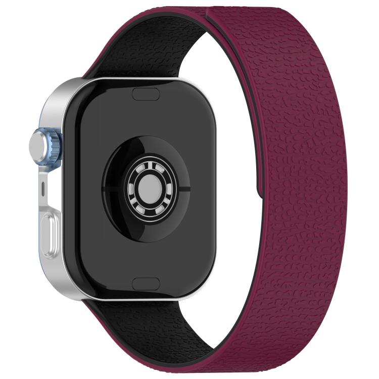 For Huawei Watch Fit4 / Fit4 Pro / Fit3 Lychee Texture Soft Magnetic Silicone Watch Band(Wine Black)