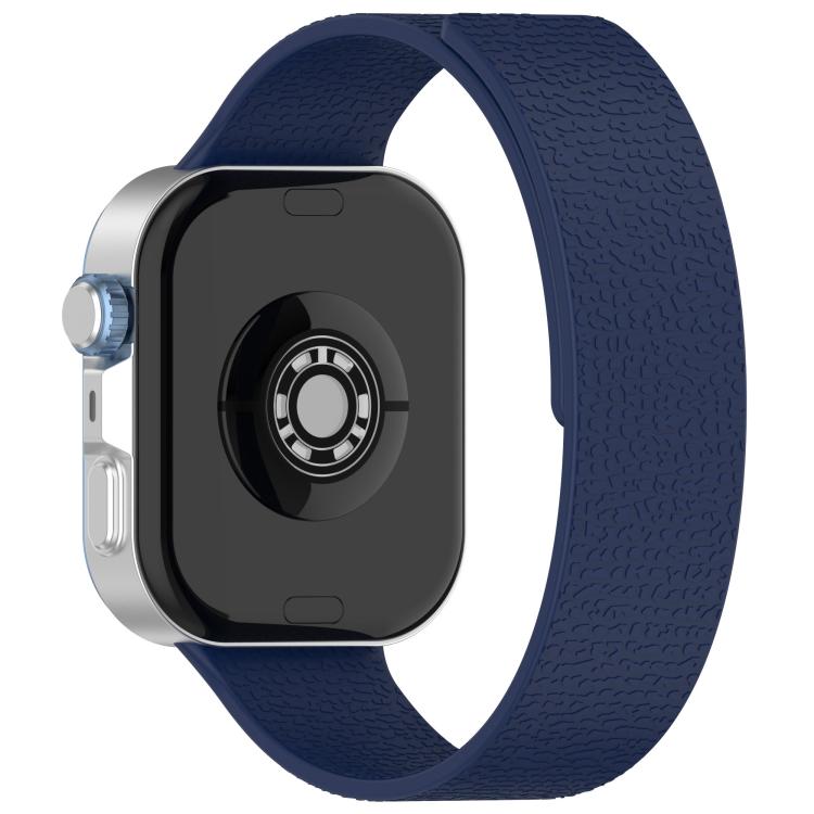 For Huawei Watch Fit4 / Fit4 Pro / Fit3 Lychee Texture Soft Magnetic Silicone Watch Band(Dark Blue)