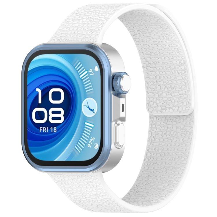 For Huawei Watch Fit4 / Fit4 Pro / Fit3 Lychee Texture Soft Magnetic Silicone Watch Band(White)