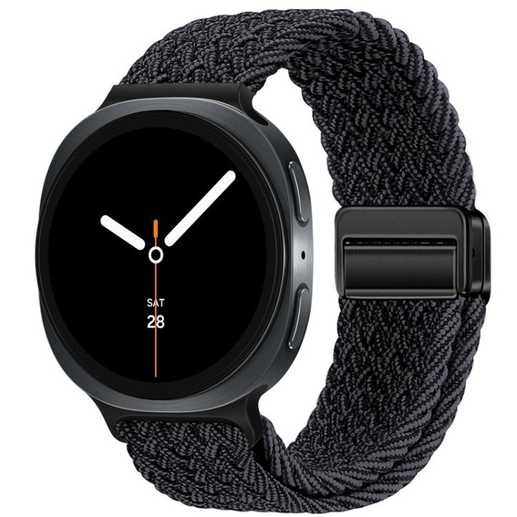 For Samsung Galaxy Watch8 / Watch8 Classic Loop Magnetic Buckle Braided Nylon Watch Band(Graphite Black)