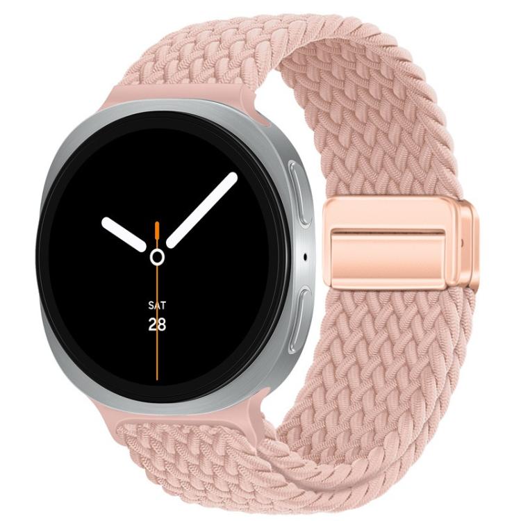 For Samsung Galaxy Watch8 / Watch8 Classic Loop Magnetic Buckle Braided Nylon Watch Band(Creamy Pink Sand)