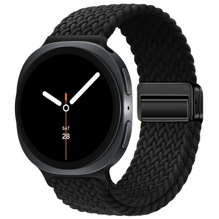 For Samsung Galaxy Watch8 / Watch8 Classic Loop Magnetic Buckle Braided Nylon Watch Band(Black)