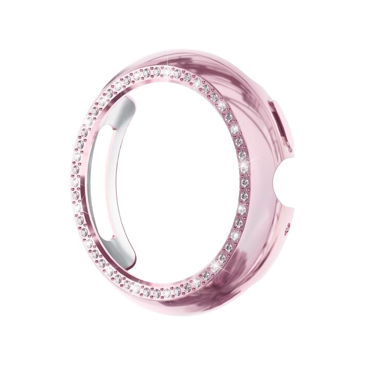 For Google Pixel Watch4 41mm Single Row Diamond Hollow PC Watch Protective Cover(Pink)