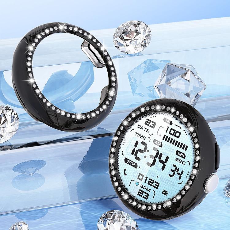 For Google Pixel Watch4 45mm Single Row Diamond Hollow PC Watch Protective Cover(Black) - free shipping - PMC Jewellery - Order now!