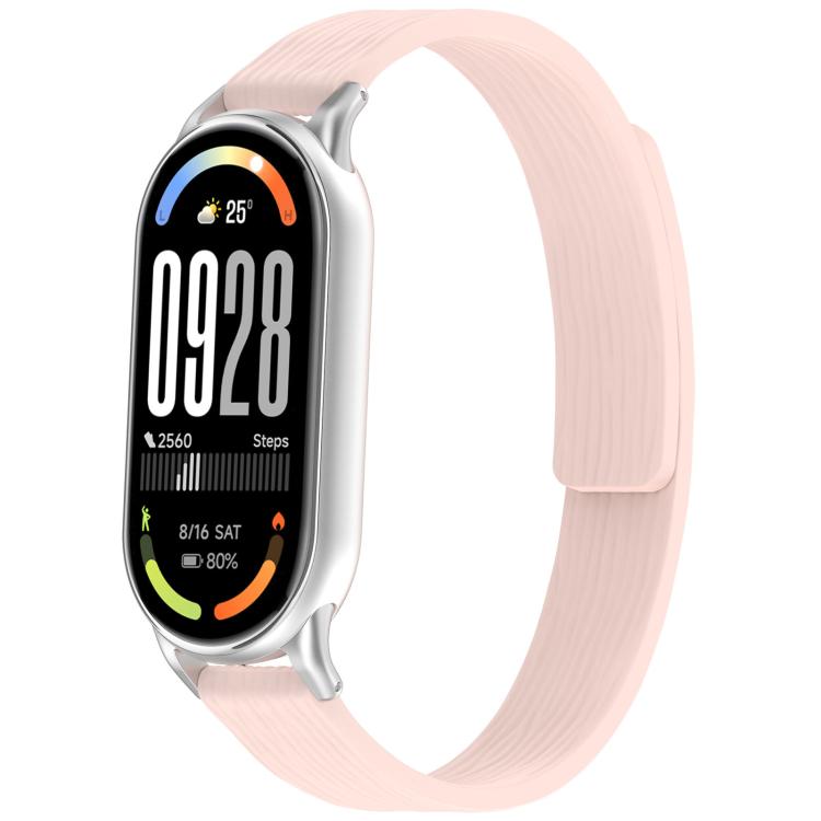 12mm Striped Soft Magnetic Silicone Watch Band(Pink)