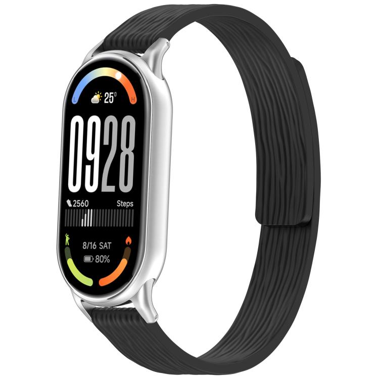 12mm Striped Soft Magnetic Silicone Watch Band(Black)