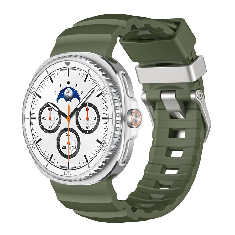 For Samsung Galaxy Watch8 / Watch8 Classic Silver Buckle Silicone Watch Band(Green)