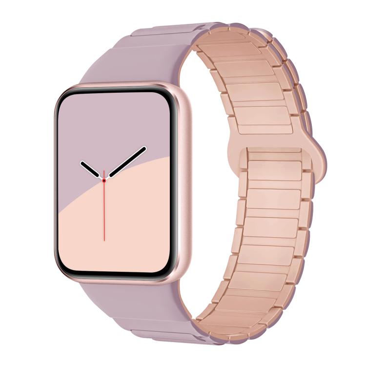 For Xiaomi Smart Band 9 Pro / Redmi Watch 5 Tri-Beads Magnetic Silicone Watch Band(Light Purple Pink Sand)