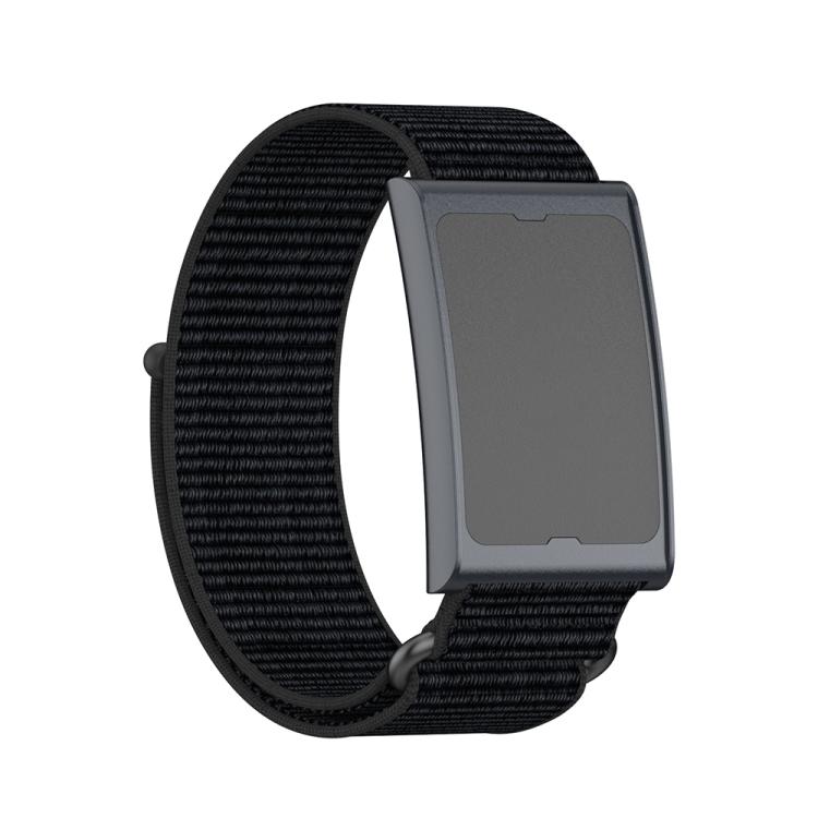 For Amazfit Helio Strap Metal Ring Two Sections Nylon Hook and Loop Fastener Watch Band(Deep Black) - free shipping - PMC Jewellery - Order now!