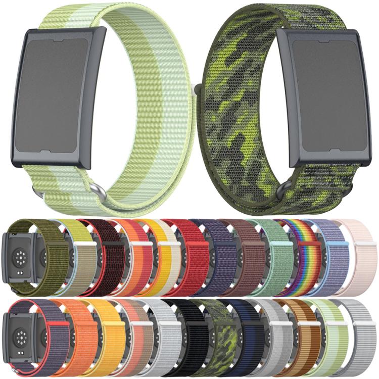 For Amazfit Helio Strap Metal Ring Two Sections Nylon Hook and Loop Fastener Watch Band(Deep Black) - free shipping - PMC Jewellery - Order now!