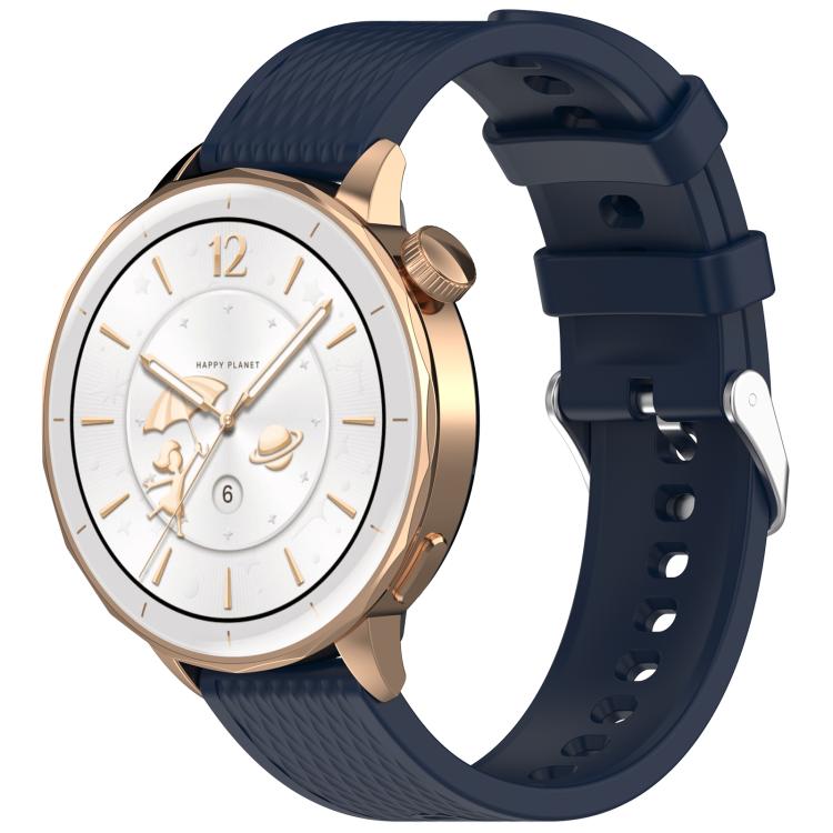 For OnePlus Watch 3 43mm Rhombic Texture Groove Silicone Watch Band(Ink Blue)