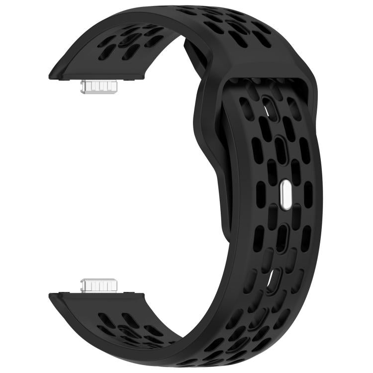 For Huawei Watch Fit4 / Fit4 Pro / Fit3 Mesh Silver Reverse Steel Buckle Silicone Watch Band(Black)