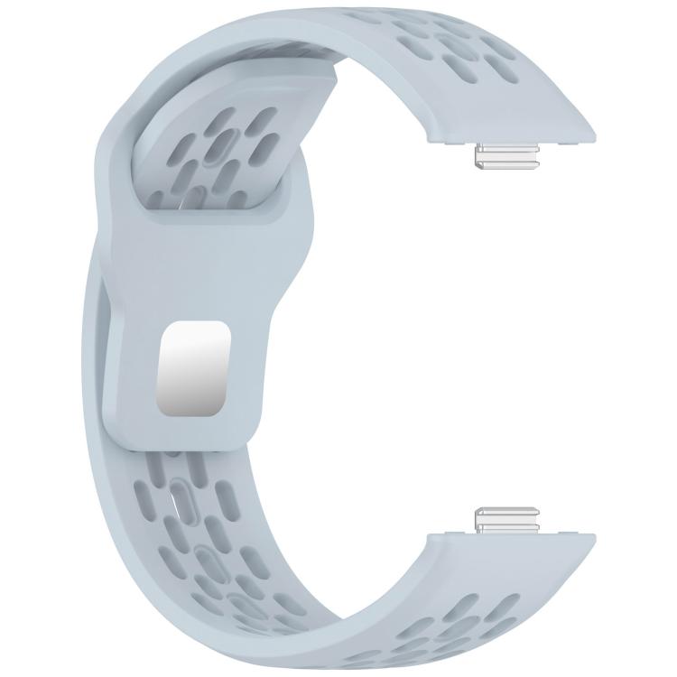 For Huawei Watch Fit4 / Fit4 Pro / Fit3 Mesh Silver Reverse Steel Buckle Silicone Watch Band(Light Blue)