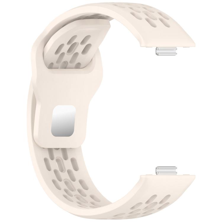 For Huawei Watch Fit4 / Fit4 Pro / Fit3 Mesh Silver Reverse Steel Buckle Silicone Watch Band(Starlight)