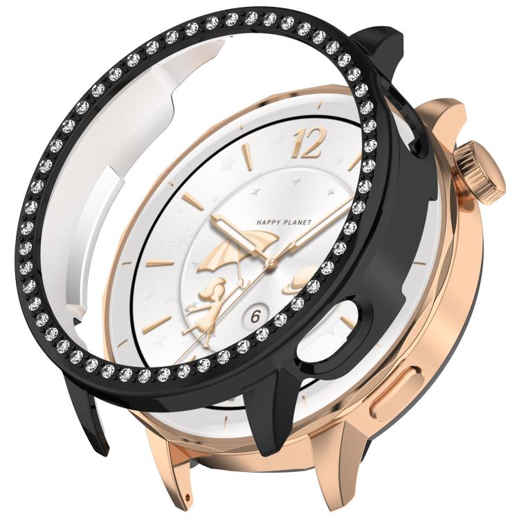 For OnePlus Watch 3 43mm Single Row Diamond Half Coverage Hollow PC Watch Protective Cover(Black)