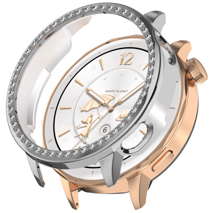 For OnePlus Watch 3 43mm Single Row Diamond Half Coverage Hollow PC Watch Protective Cover(Silver)