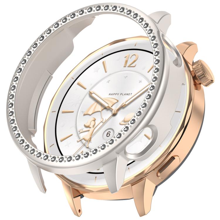 For OnePlus Watch 3 43mm Single Row Diamond Half Coverage Hollow PC Watch Protective Cover(Glossy Starlight Color)