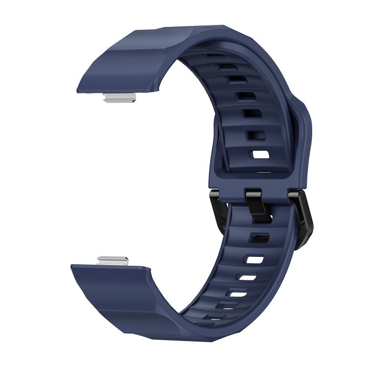 For Huawei Watch Fit3 / Fit4 / Fit4 Pro Wave Black Buckle Silicone Watch Band(Blue)