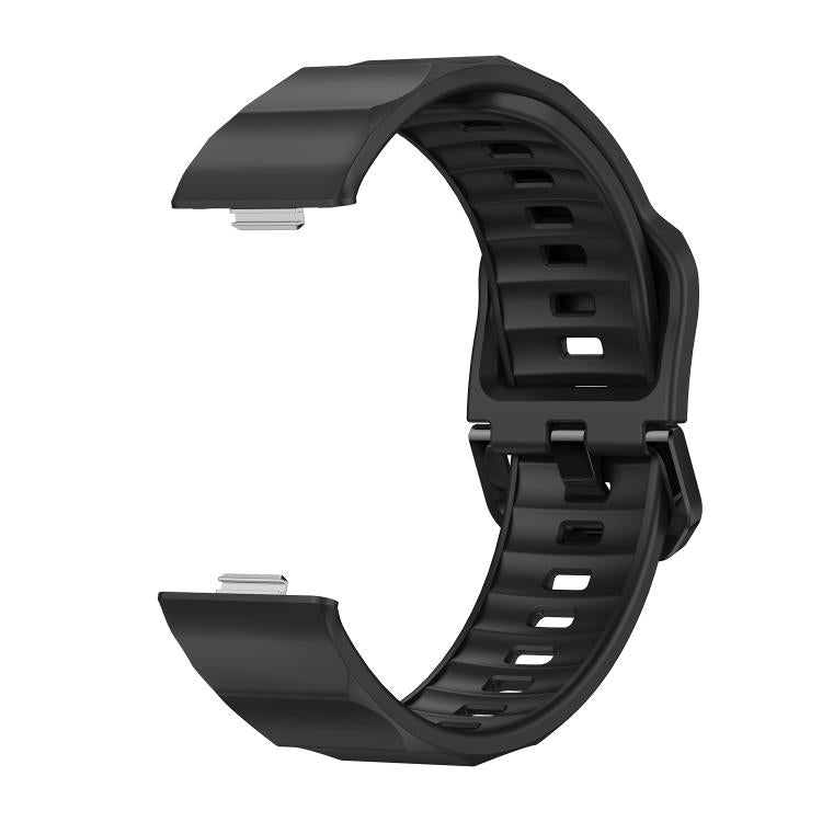 For Huawei Watch Fit3 / Fit4 / Fit4 Pro Wave Black Buckle Silicone Watch Band(Black)