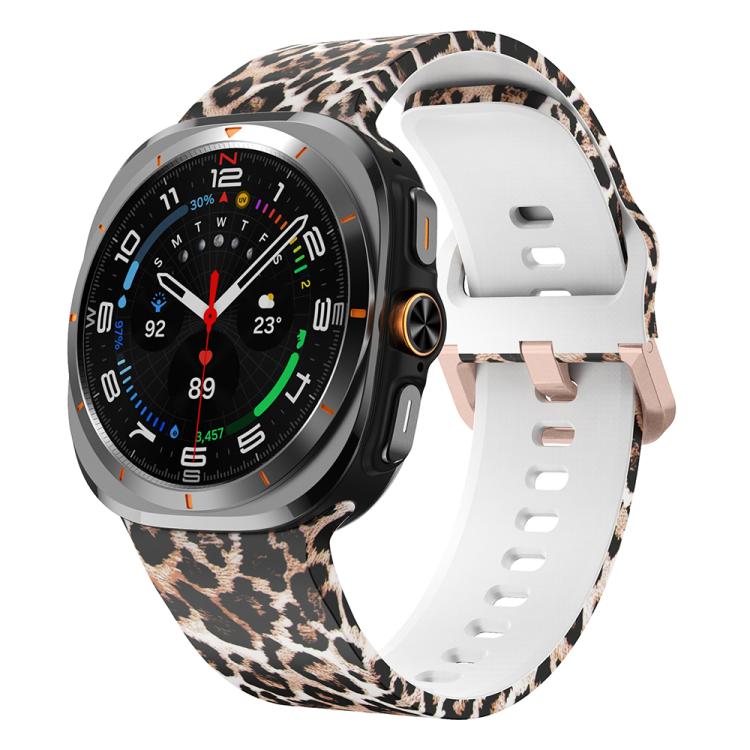 For Samsung Galaxy Watch Ultra 47mm / Ultra 2025 Printed Silicone Watch Band(Brown Leopard Print)