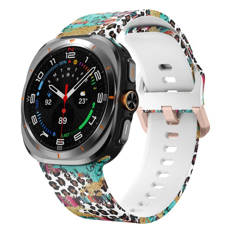 For Samsung Galaxy Watch Ultra 47mm / Ultra 2025 Printed Silicone Watch Band(Colorful Leopard Print)