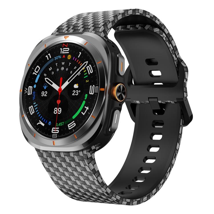 For Samsung Galaxy Watch Ultra 47mm / Ultra 2025 Printed Silicone Watch Band(Carbon Fiber Pattern)