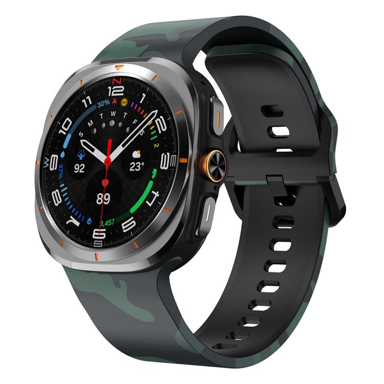 For Samsung Galaxy Watch Ultra 47mm / Ultra 2025 Printed Silicone Watch Band(Army Green Camouflage)