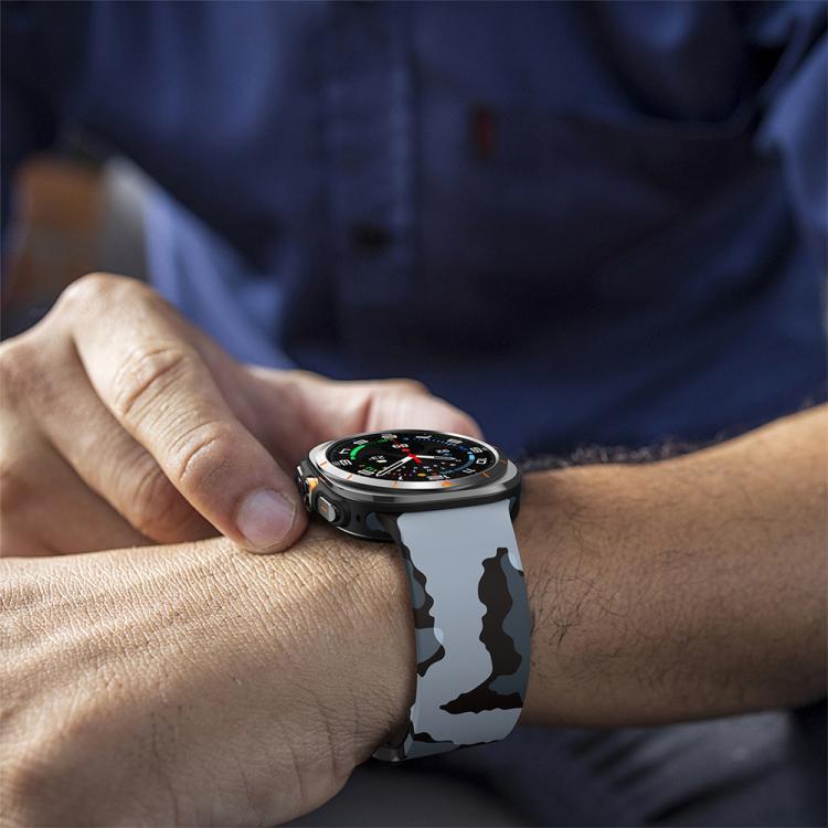 For Samsung Galaxy Watch Ultra 47mm / Ultra 2025 Printed Silicone Watch Band(Black Gray Camouflage)