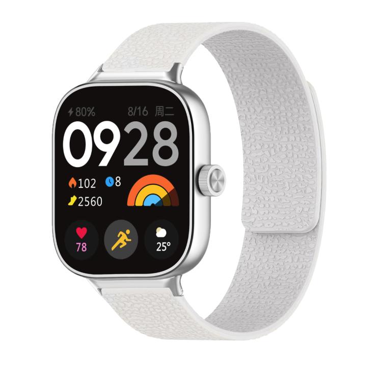 For Xiaomi Smart Band 9 Pro / Redmi Watch 5 Lychee Texture Soft Magnetic Silicone Watch Band(White)
