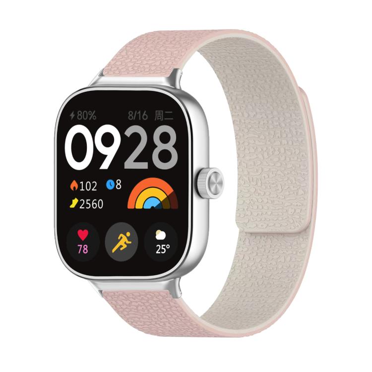 For Xiaomi Smart Band 9 Pro / Redmi Watch 5 Lychee Texture Soft Magnetic Silicone Watch Band(Pink Starlight)