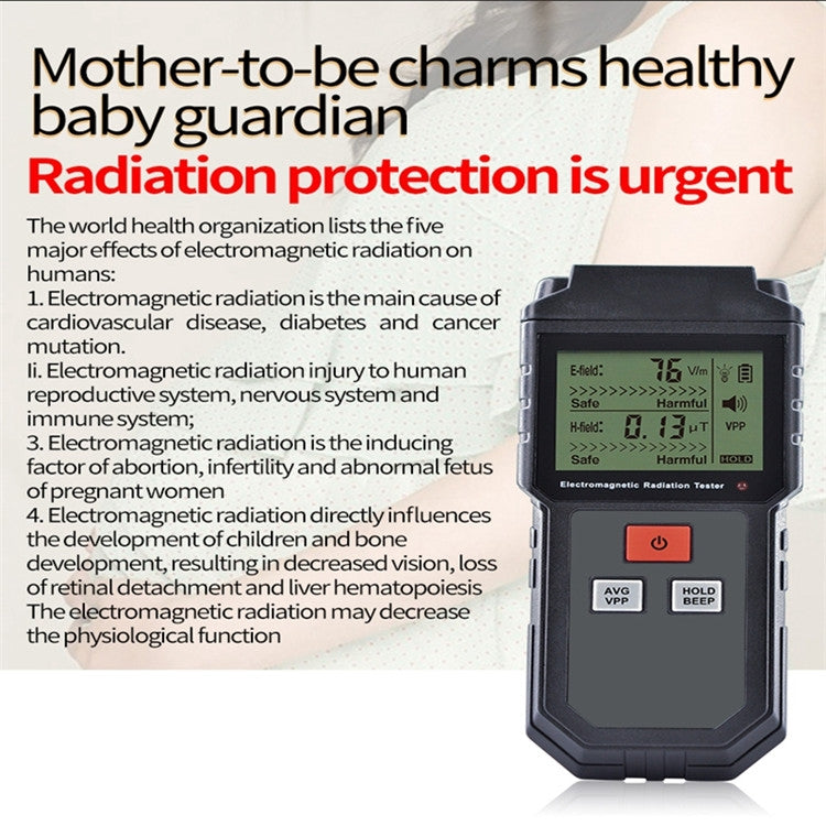 RZ825 Electromagnetic Radiation Tester Portable Digital Liquid Crystal Electromagnetic Field EMF Meter Measuring Instrument For Computer Mobile Phone