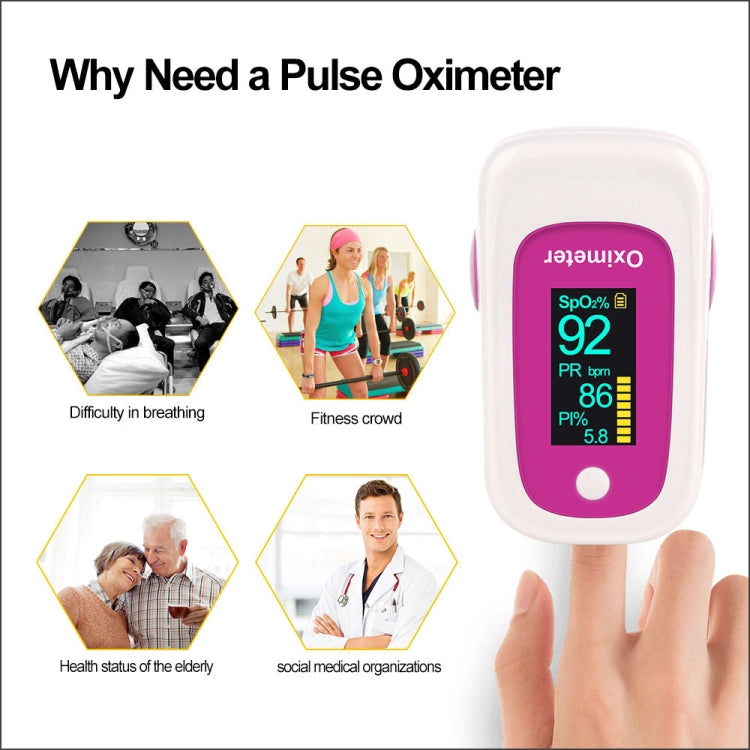 M160 Finger Pulse Oximeter(Rose Red) - free shipping - PMC TechLife - Order now!