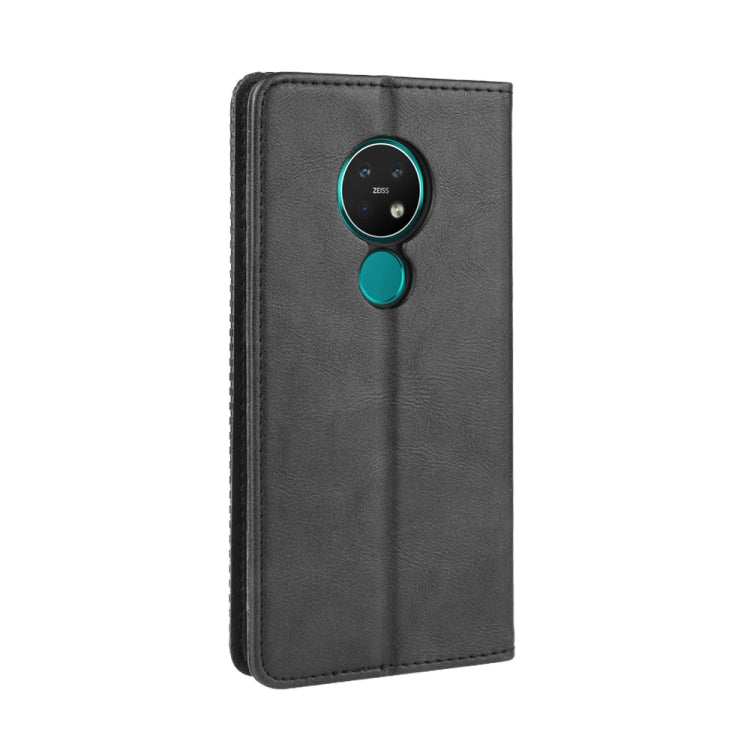For Nokia 7.2 / Nokia 6.2 Magnetic Buckle Retro Crazy Horse Texture Horizontal Flip Leather Case , with Holder & Card Slots & Photo Frame(Black)