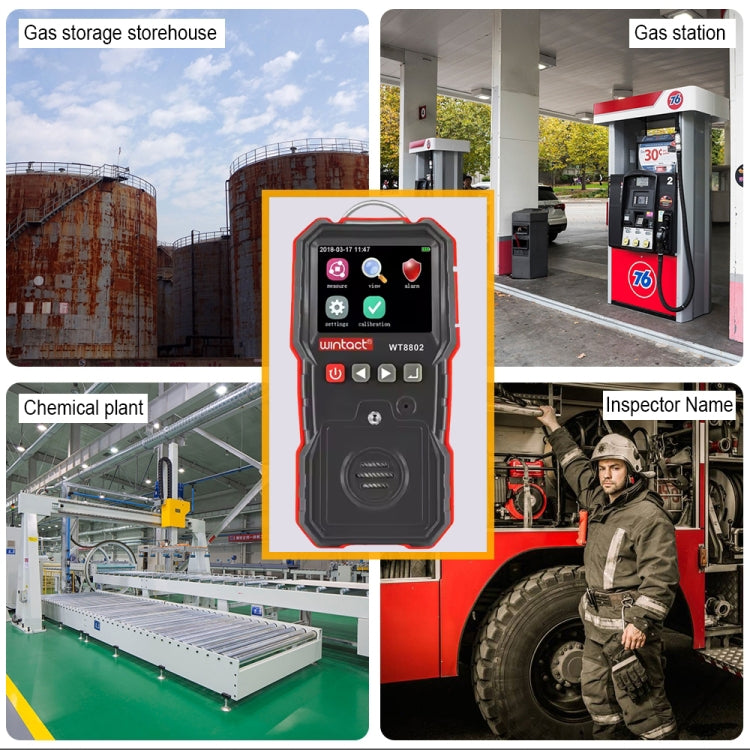 WINTACT WT8802 Hydrogen Sulfide Monitor Professional Rechargeable Gas Sensor High Sensitive Digital Sound-light Vibration Alarm H2S Detector