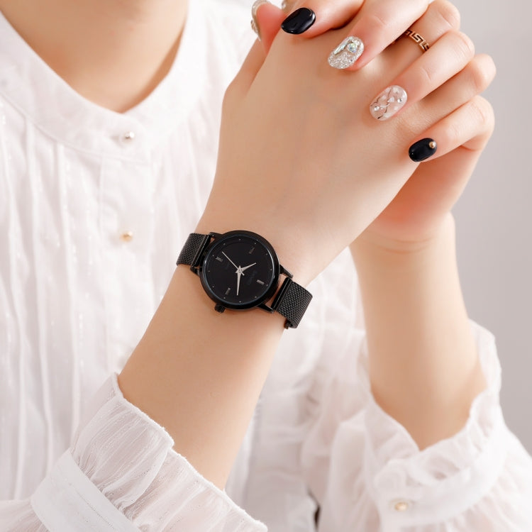 SKMEI 1528 Simple Fashion Lady Watch Casual Netting Scale(Black) - free shipping - PMC Jewellery - Order now!