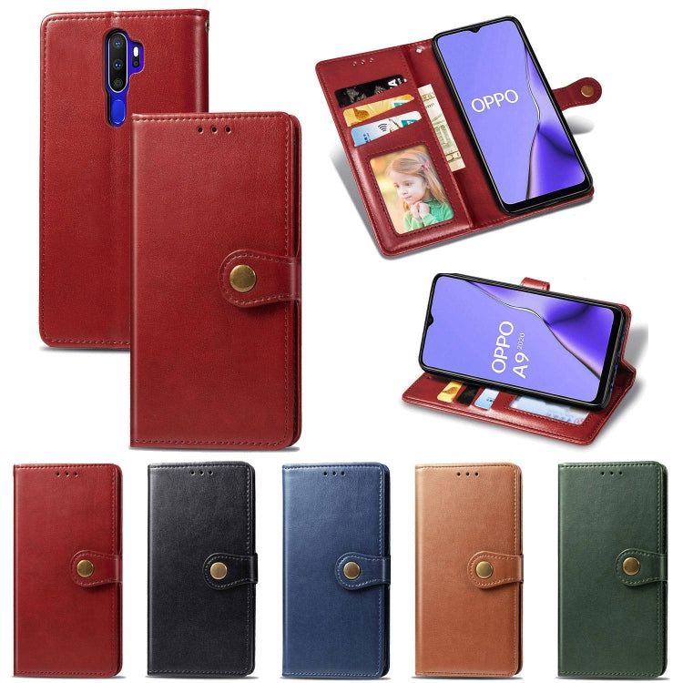 For OPPO A5 2020 / A9 2020 Retro Solid Color Leather Buckle Phone Case with Lanyard & Photo Frame & Card Slot & Wallet & Stand Function(Red) - free shipping - PMC TechLife - Order now!