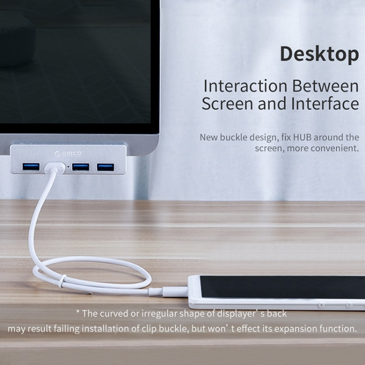 ORICO MH4PU-P Aluminum Alloy 4 Ports USB3.0 Clip-type HUB(Silver)