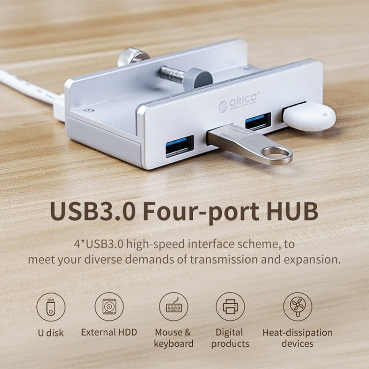 ORICO MH4PU-P Aluminum Alloy 4 Ports USB3.0 Clip-type HUB(Silver)