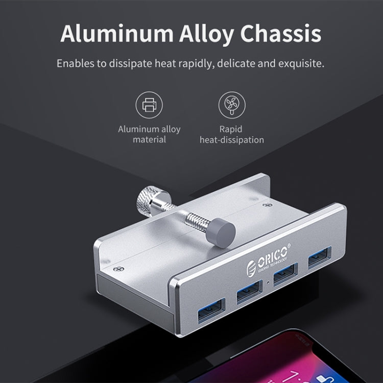 ORICO MH4PU-P Aluminum Alloy 4 Ports USB3.0 Clip-type HUB(Silver)